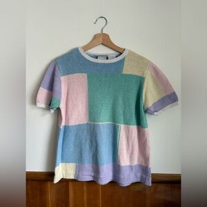 Vintage Blair Multicolor pastel short sleeve Knit Sweater